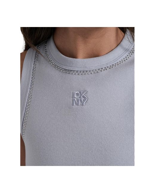 DKNY White Studded Crewneck Tank