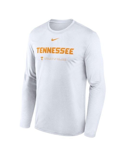 Nike White Tennessee Volunteers 2025 Courtside Basketball Shootaround Legend Dri-fit Long Sleeve T-shirt for men