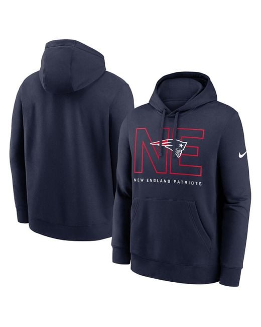 Nike Blue New England Patriots Busted Play Club Fleece Pullover Hoodie for men