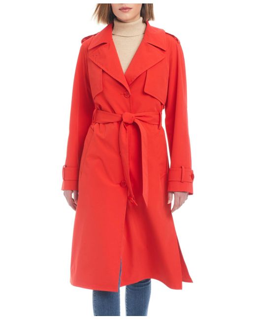 Kate Spade Red New York Maxi Belted Water-resistant Trench Coat