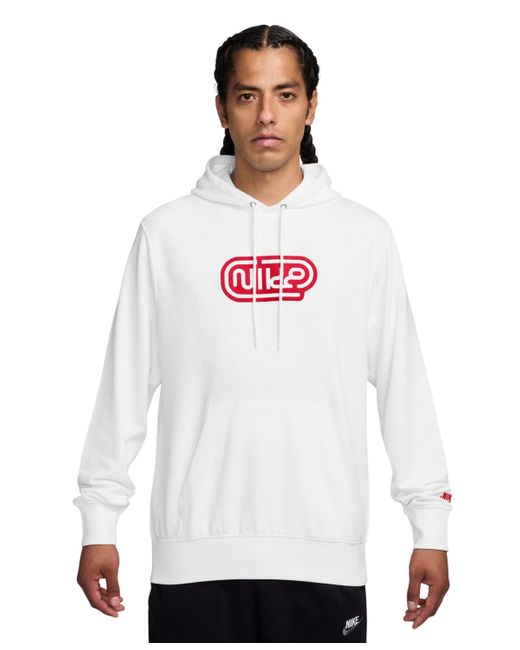 Nike White Club Pull-over French Terry Logo Hoodie for men