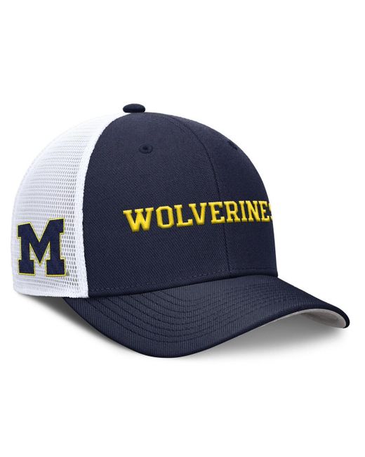 Nike Blue Michigan Wolverines 2025 Dugout Coaches Rise Performance Trucker Adjustable Hat for men