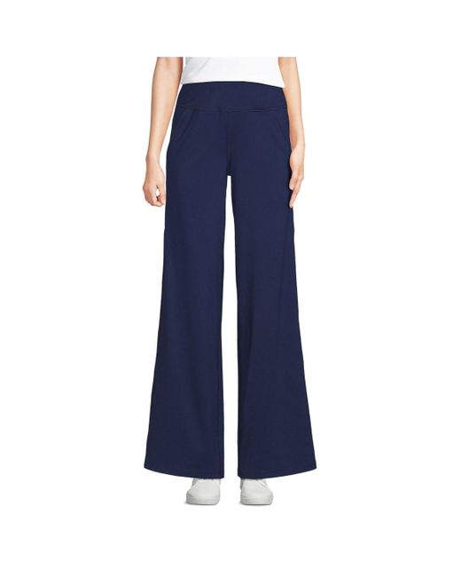 Lands' End Blue Petite Active Hi Impact High Rise Wide Leg Pants
