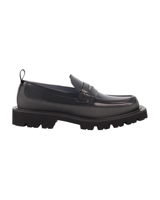 Karl Lagerfeld Black White Label Collection Front Logo Penny Loafers for men