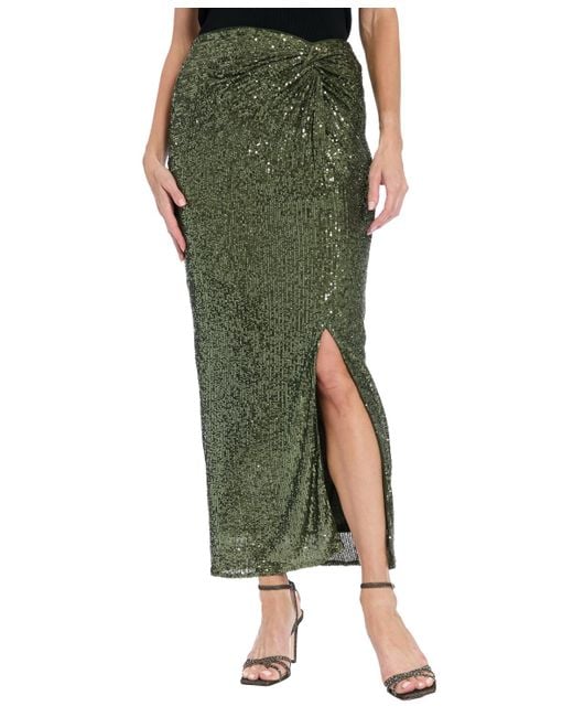 Muse Green Side Twist Skirt