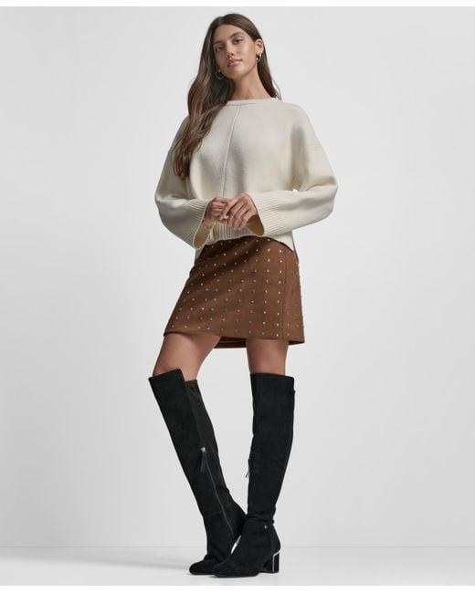 DKNY Natural Embellished Mini Skirt