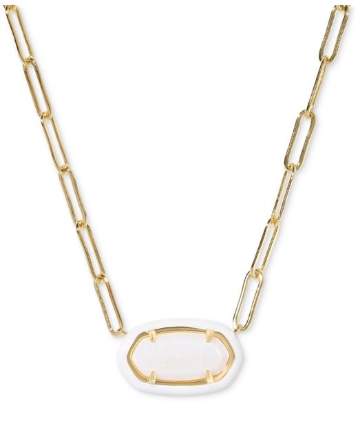 Kendra Scott Metallic Elisa Enamel Frame Paperclip Necklace
