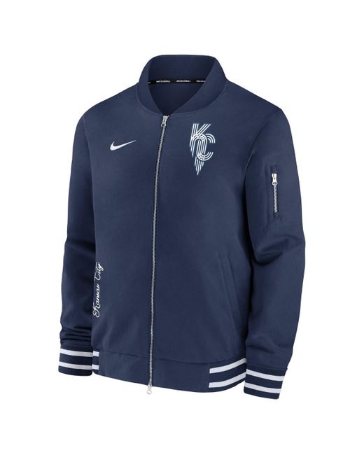 Nike Blue Kansas City Royals Authentic Collection Game Time Bomber Full-zip Jacket for men
