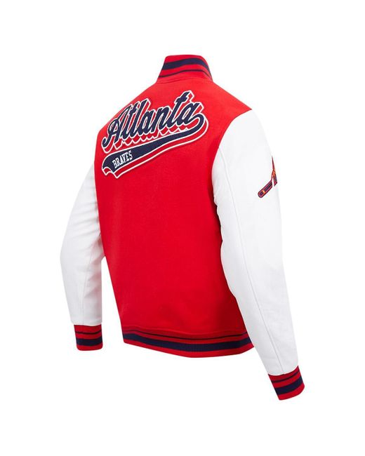 Pro Standard Red Atlanta Braves Script Tail Wool Full-zip Varity Jacket for men