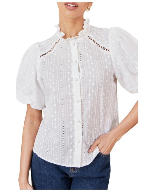 Yumi' White Puff Sleeve Shirt