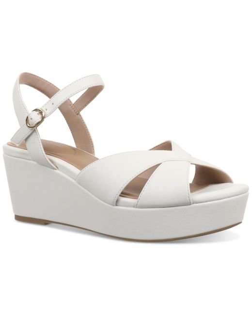 Giani Bernini White Jayleen Platform Wedge Sandals