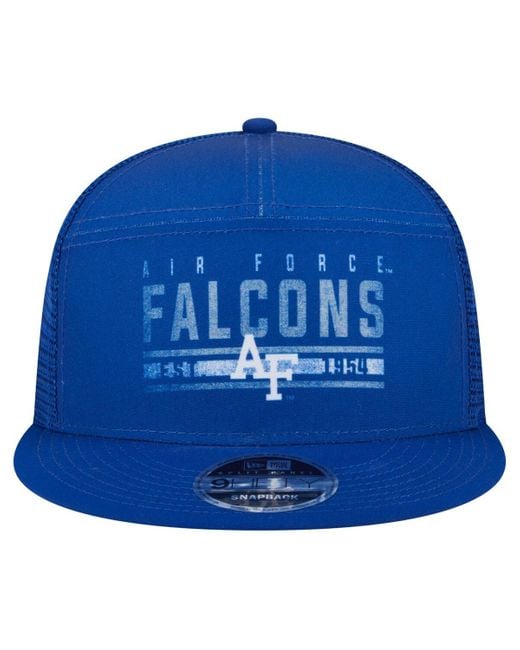 KTZ Blue Air Force Falcons Split Panel 9fifty Snapback Trucker Hat for men