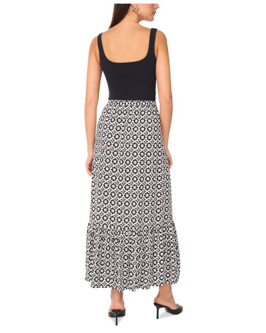 Vince Camuto Multicolor Printed Ruffled Pull-on Midi Skirt