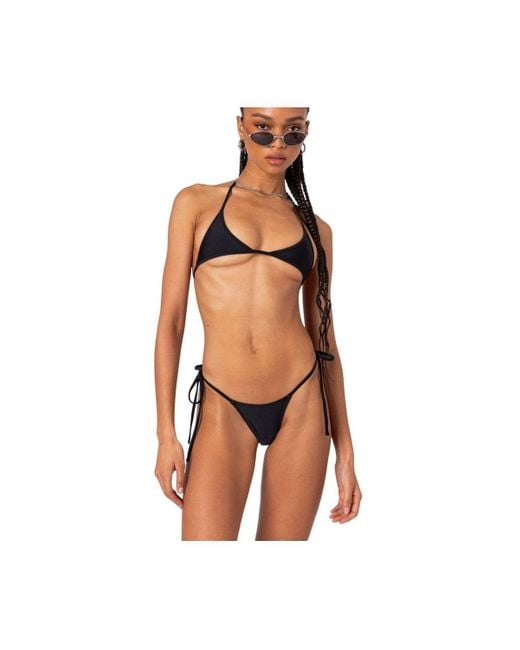 Edikted Brown Elora Micro Triangle Bikini Top