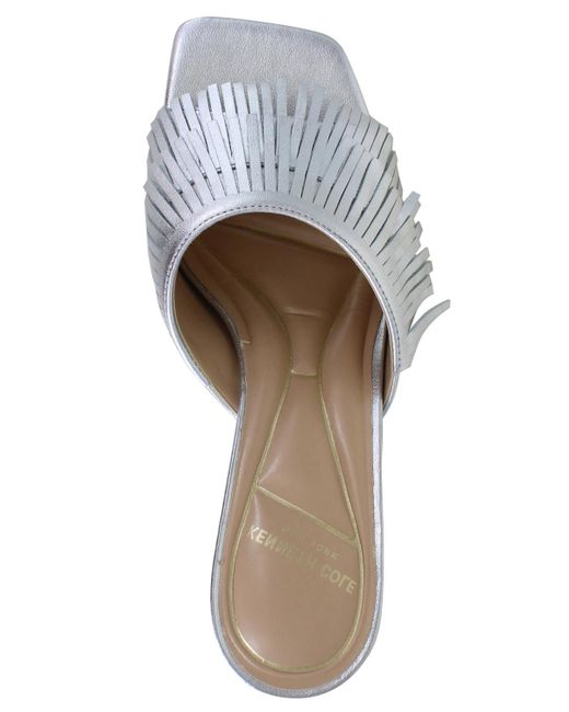 Kenneth Cole White Darby Fringe Slip On Dress Sandals