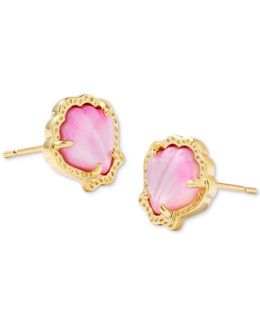 Kendra Scott Pink 14k Gold-plated Stone Shell Stud Earrings