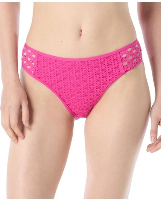 Carmen Marc Valvo Pink Crochet Bikini Bottoms