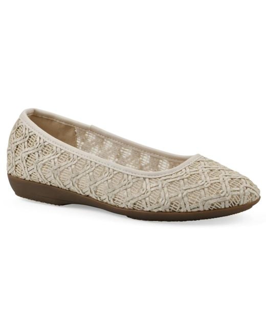 White Mountain White Cariann Ballet Round Toe Flats
