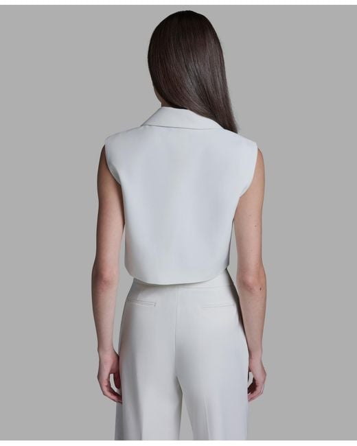 BCBGMAXAZRIA Gray One-button Cropped Vest