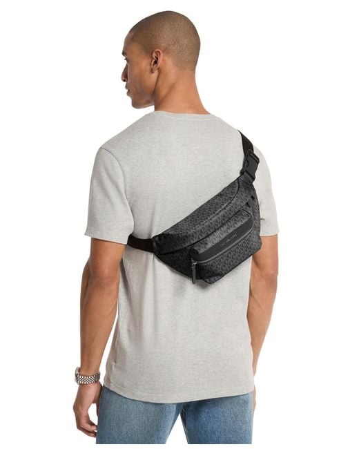 Michael Kors Black Travel Logo Belt Bag for men