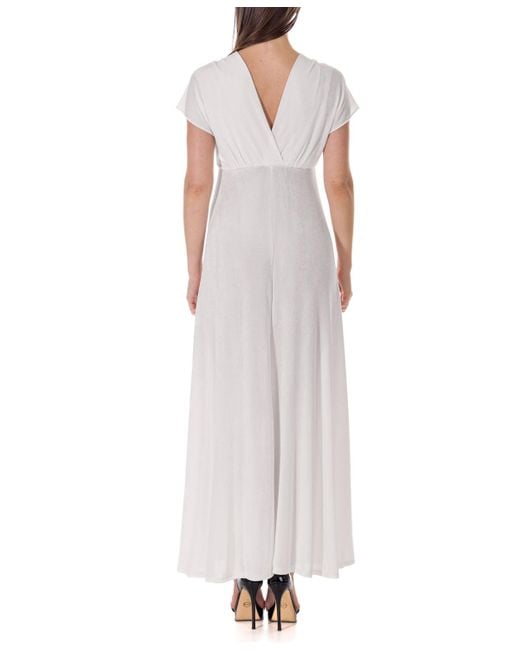24seven Comfort Apparel Multicolor Flutter Sleeve Metallic Knit Maxi Dress