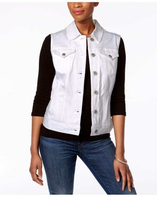 Style & Co. White Petite Denim Vest