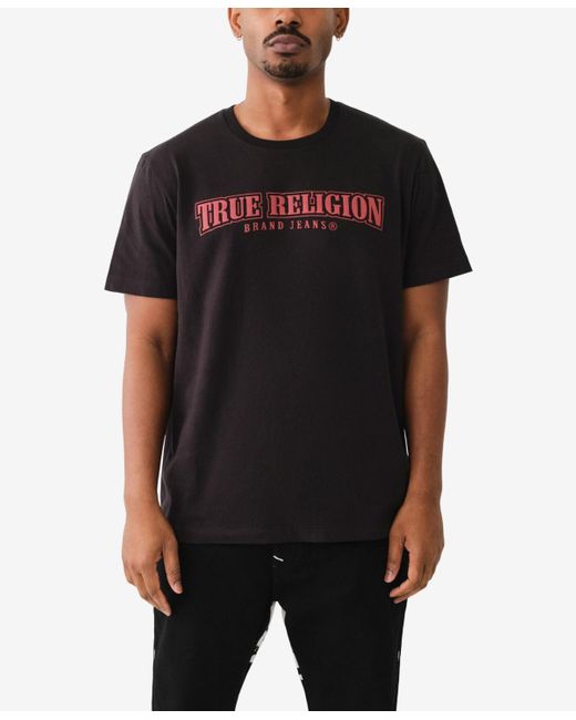 True Religion Black Short Sleeve Relaxed Painted Horseshoe Tee for men