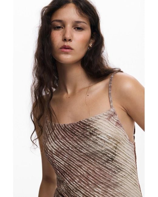 Desigual Brown Long Gradient Strap Dress