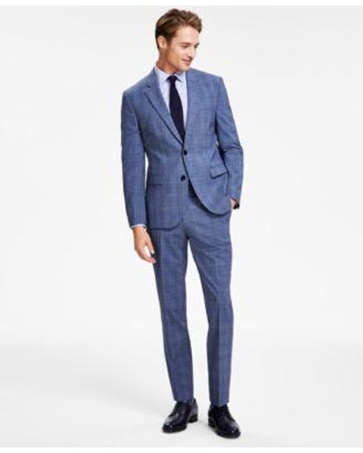 HUGO Blue By Boss Modern Fit Plaid Suit Separates for men