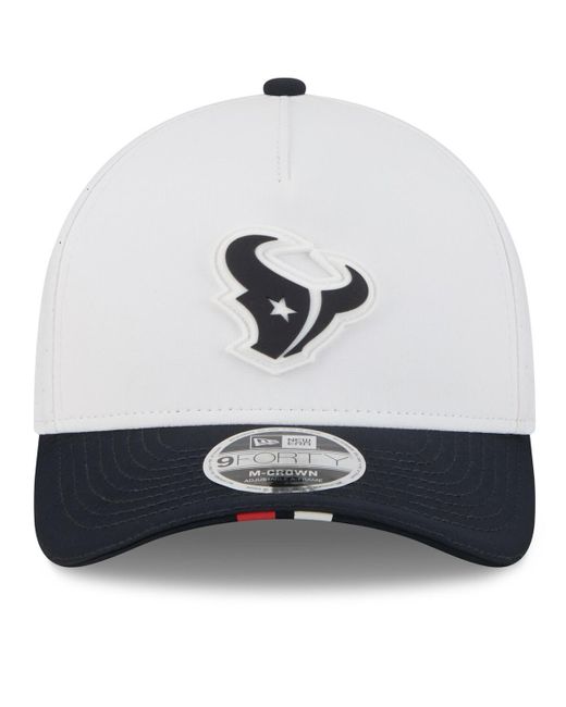 KTZ White/navy Houston Texans 2025 Nfl Training Camp A-frame 9forty Adjustable Hat for men