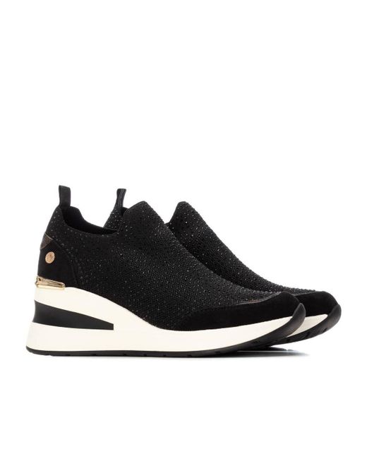 Xti Black Wedge Slip-on Sneakers By