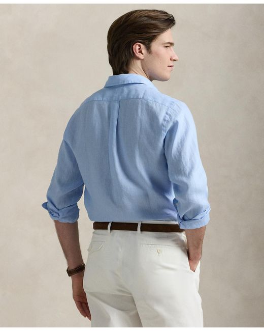 Polo Ralph Lauren Classic Fit Linen Shirt in Blue for Men | Lyst