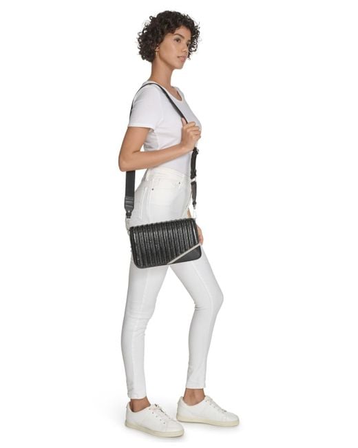 Calvin Klein Black Brigette Patent Piping Mini Satchel Bag