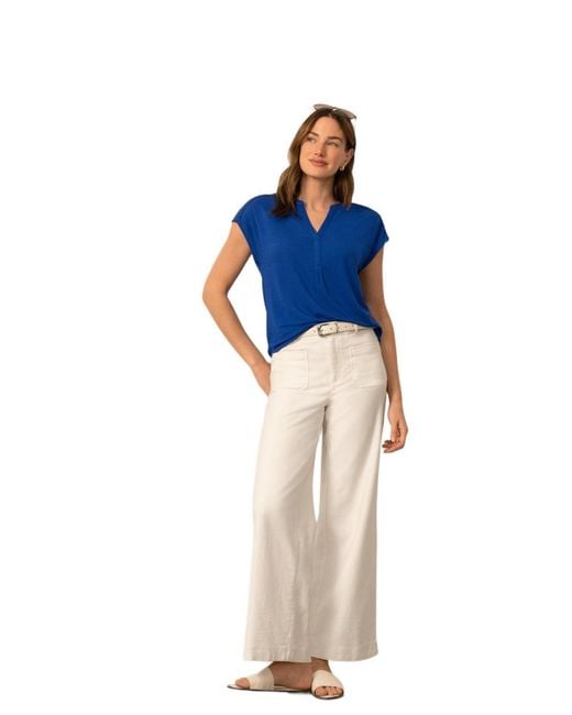 Cable & Gauge Blue Split Neck Slub Terry Tee