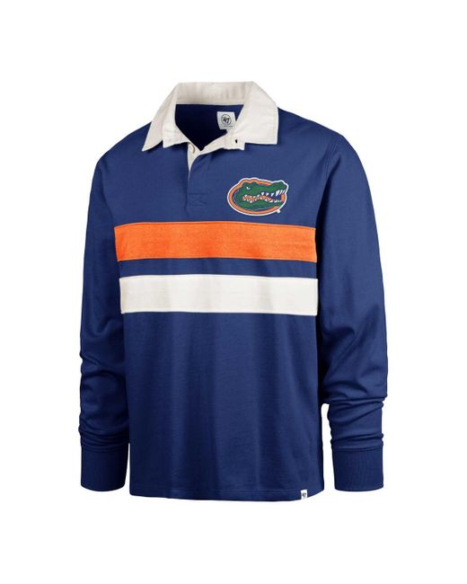 '47 Blue Florida Gators Clubhouse Knox Thames Long Sleeve Rugby Polo Shirt for men