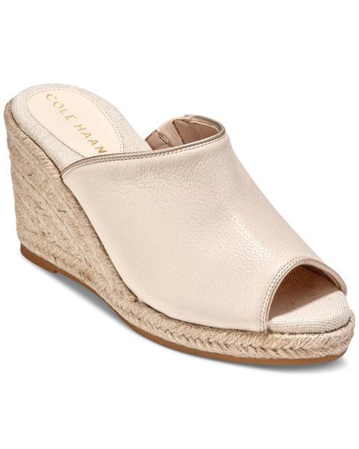 Cole Haan Natural Cloudfeel Southcrest Espadrille Mule Wedge Sandals