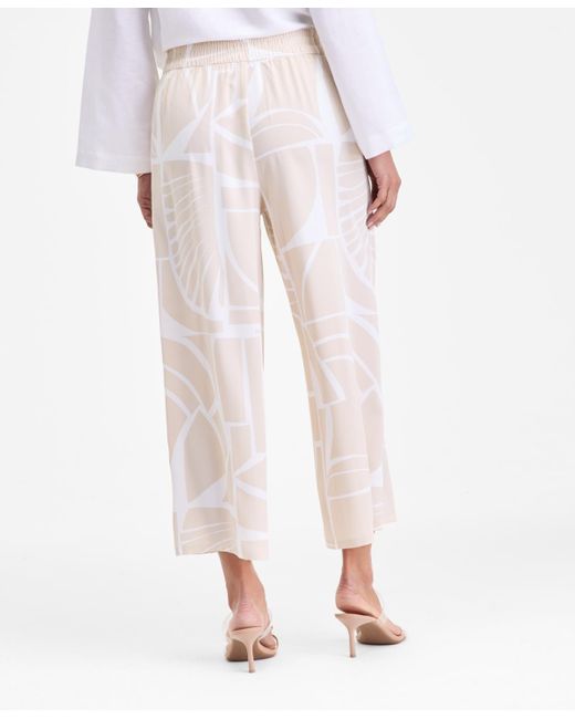 INC International Concepts White Printed Pull-on Wide-leg Pants