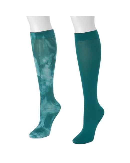 Muk Luks Green 2 Pair Pack Compression Socks