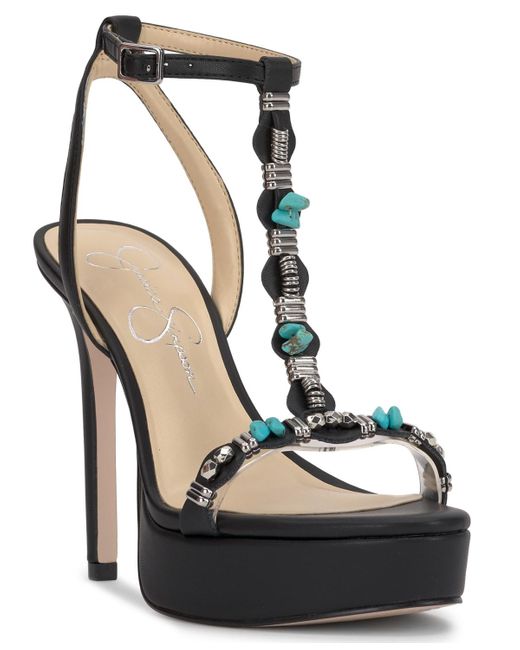 Jessica Simpson Black Saigee Embellished Platform Sandals