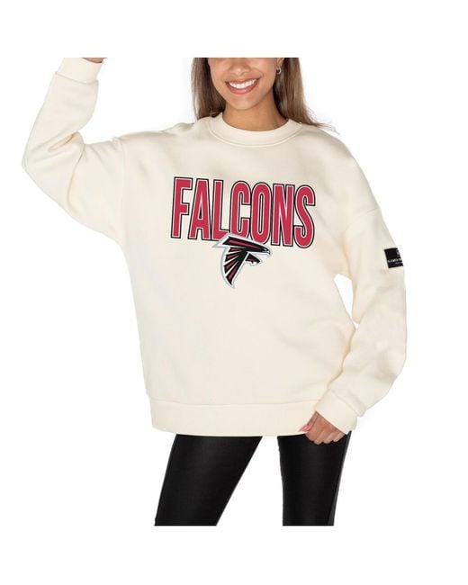Gameday Couture White Atlanta Falcons Premium Fleece Oversized Drop Shoulder Pullover Sweatshirt