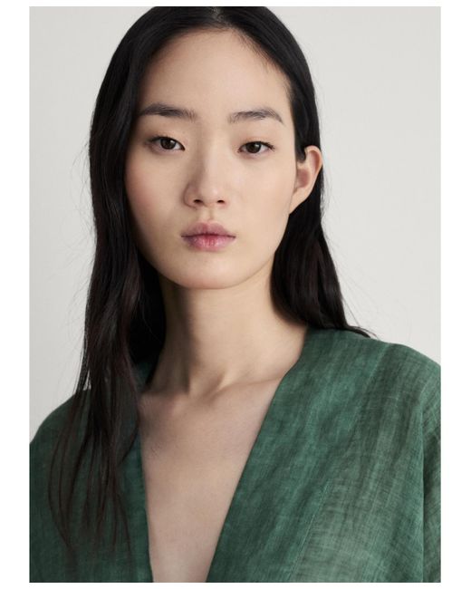 Mango Green Overdyed Ramie Kaftan