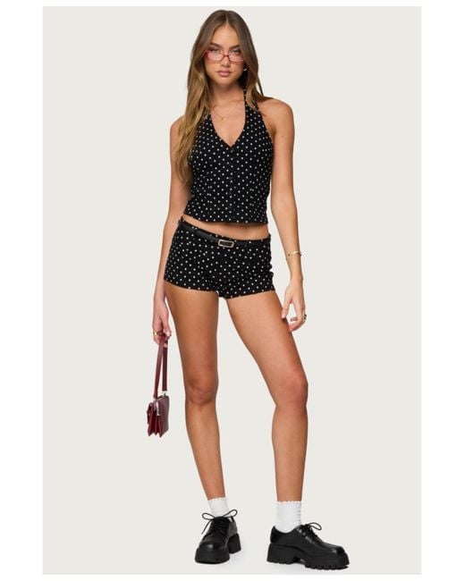 Edikted Black Twyla Polka Dot Stretch Shorts