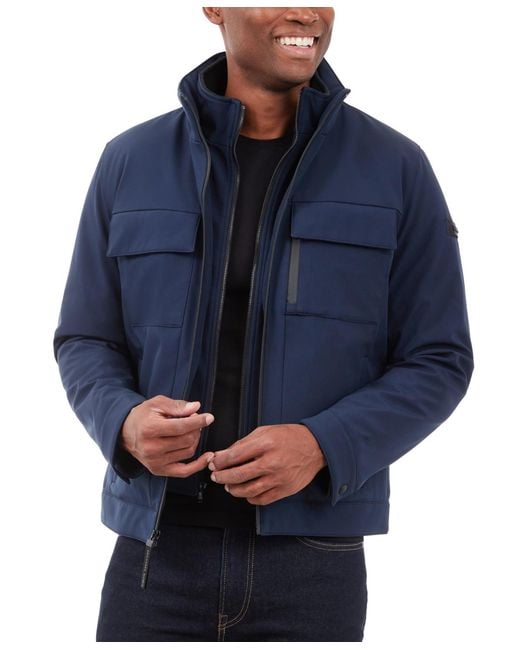 Michael Kors Pocket Polyester Soft Shell Jacket in Blue for Men | Lyst