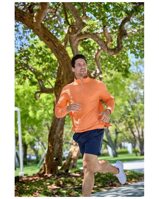 BloqUV Orange Upf 50+ Sun Protective Mock Zip Top for men