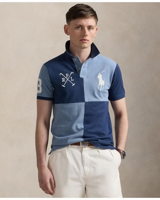 Polo Ralph Lauren Blue Custom Slim Fit Big Pony Mesh Polo Shirt for men