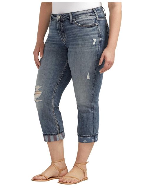 Silver Jeans Co. Blue Plus Size Suki Mid Rise Curvy Fit Capri Jean