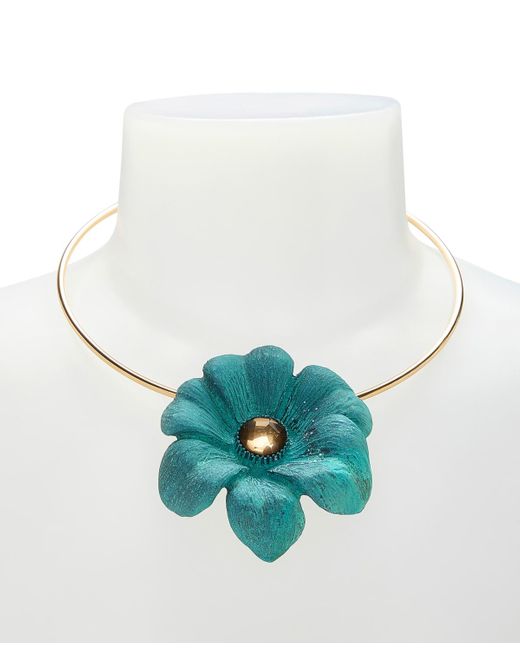 Robert Lee Morris Blue Faux Stone Patina Flora Wire Necklace