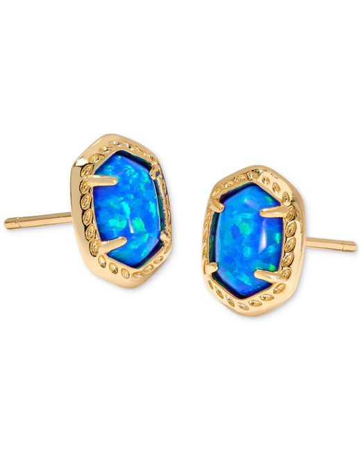 Kendra Scott Blue 14k Gold-plated Framed Stone Stud Earrings
