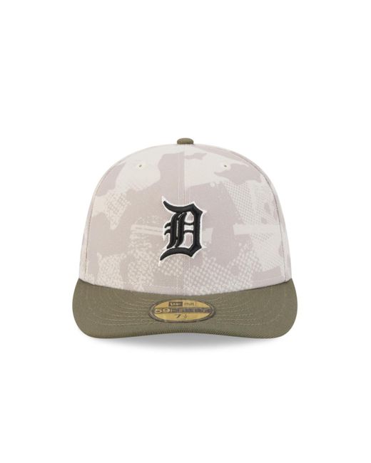 KTZ White Light Beige/olive Detroit Tigers 2025 Armed Forces Day 59fifty Fitted Hat for men
