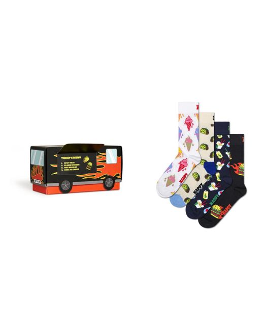 Happy Socks Black 4-pack Food And Truck Socks Gift Set for men
